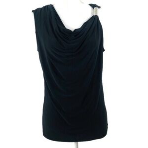 Chaus Black Drape Neck Sleeveless Top Size Medium